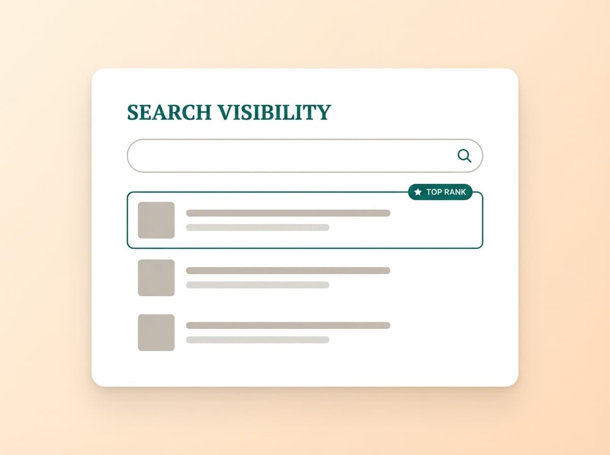 Google search result preview showing a property listing with custom domain